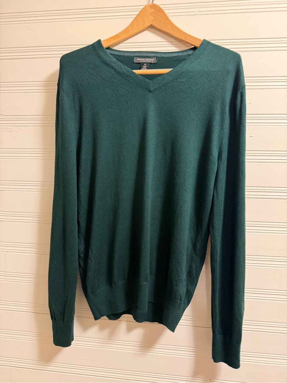 Banana Republic Luxury Blend Silk Cashmere V Neck Sweater Green M